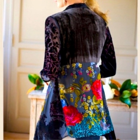 Soft Surroundings LISETTE Velvet Boho Burnout Jacket Topper Art to Wear large - Picture 2 of 13